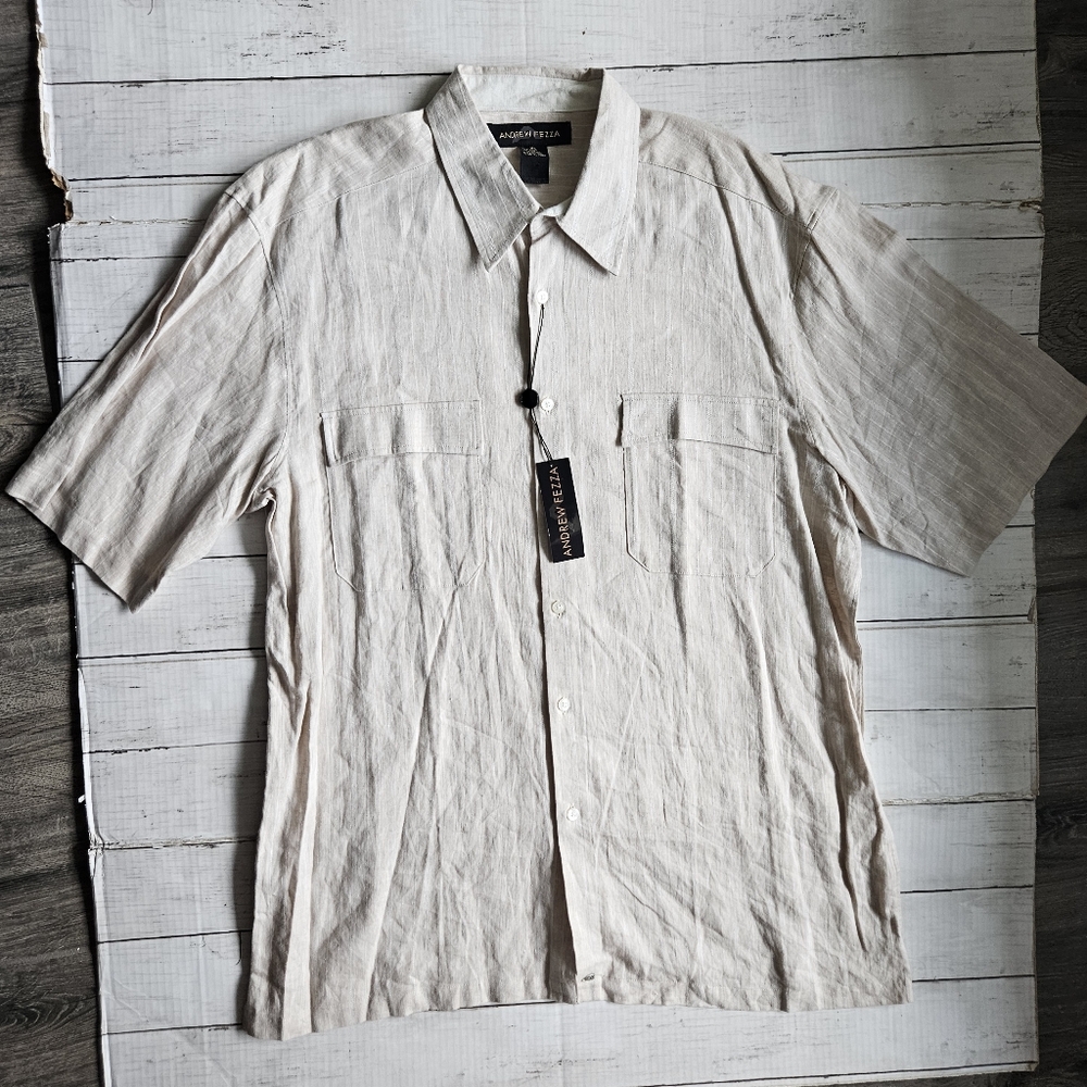 NWT Andrew Fezza Linen And Cotton Button Up Size‎ XL